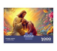 Sacred Heart 1000 Piece Jigsaw Puzzle Jesus Praying in Garden Eco Paper with Smooth Cut, Relaxing Stress Relief Activity for Adults 38x26cm/1000pcs