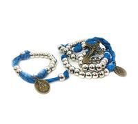 Sacred Heart Blue Paracord Rosary Bracelet Set - Catholic Rosary Bracelet - Catholic Gifts for Men