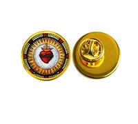 Sacred Heart Brooch Art Photo Sacred Heart of Jesus Pin Christian Jewelry Handmade Jewelry，PU163 (Gold)