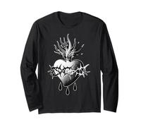 Sacred Heart Crown of Thorns Blackwork Tattoo Flash Long Sleeve T-Shirt
