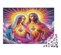 Sacred Heart Figures 1000 Piece Jigsaw Puzzle Paper for Adults Radiant Background Puzzle Game for Family Home Decor 38x26cm/1000pcs