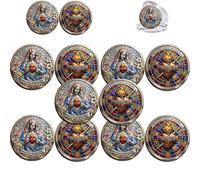Sacred Heart & Immaculate Heart Commemorative Challenge Coin, Jesus & Mary Christian Religious Coin, Double-Sided Inspirational Catholic Collectible Token Gift (5pcs)