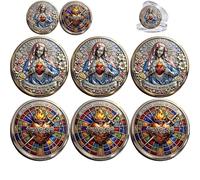 Sacred Heart & Immaculate Heart Commemorative Challenge Coin, Jesus & Mary Christian Religious Coin, Double-Sided Inspirational Catholic Collectible Token Gift (3pcs)