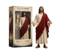 Sacred Heart Jesus Sculpture - Christian Religious Statue, Open Arms Blessing Figure with Robe Sandals, Detailed Long Hair Ornament | Lightweight Faith Gift for Mantel Holiday Decoration Spiritual