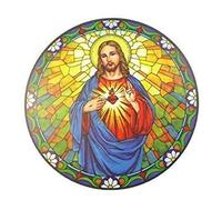 Sacred Heart Jesus suncatcher Stained Glass Window Sticker Reusable 6 inch Sun Catcher