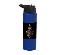 Sacred Heart Milagro Flame Folk Art Stainless Steel Insulated Water Bottle