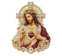 Sacred Heart of Jesus Brooch, Enamel Catholic Lapel Pin Gift