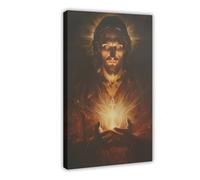 Sacred Heart Of Jesus Christ Art Painting Poster Print, Bible Art, Jesus Portrait Religious Wall Decor Dark Painting Christian Spiritual(2)