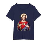 Sacred Heart of Jesus Christ T-Shirt, Women's Plus, Navy Blue, 3X