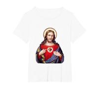 Sacred Heart of Jesus Christ T-Shirt, Women's Plus, White, 1X