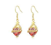 Sacred Heart of Jesus | Immaculate Heart of Mary Dangle Earrings for Women，Cubic Zirconia Gemstone Earring Religious Jewelry Gift, Copper, Cubic Zirconia