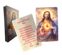 Sacred Heart of Jesus Laminated Holy Cards USA Made Prayer on Back 10 Pack | Classic Catholic Devotional Handouts, Featuring Traditional Imagery of Christ Printed with Protective Covering