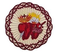 Sacred Heart of Jesus Patch (4 Inch) Immaculate Heart of Mary Iron-on or Sew-on Badge Catholic Church Symbol Christian Emblem Gift Patches