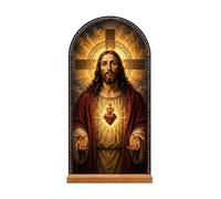 Sacred Heart of Jesus Statue, Jesus Stand Catholic Ornament Statue, Acrylic Tabletop Décor for Home Altar & Desk, Christian Gifts for Father's Day