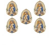 Sacred Heart of Jesus Virgin Mary Lapel Pin Brooch, Catholic Inspirational Religious Gift for Men Women, Church Baptism Home Altar Decor(5PCS-A)