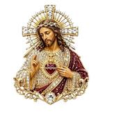 Sacred Heart of Jesuss Brooch, Christian Jesuss Lapel Pin, Catholic Lapel Pin Inspirational Gift with Sacred Heart and Cross, for Home Altar Church Baptism Religious