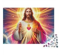 Sacred Heart Portrait 1000 Piece Jigsaw Puzzle Paper for Adults Radiant Light Jigsaw Puzzle for Family Relaxation Gift 70x50cm/1000pcs