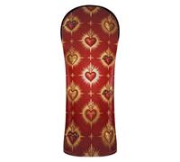 Sacred Heart Red Gold Catholic Pattern Golf Covers Waterproof Headcovers with Number Tags for Driver, Fairway Wood Hybrid