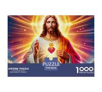 Sacred Heart Religious Figure 1000 Piece Jigsaw Puzzle Paper for Adults Divine Artwork Relaxation Focus Family Decor Gift Suitable 38x26cm/1000pcs