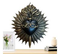 Sacred Heart Wall Decor - Resin 9.65x8.07 Inch 416G | Vintage Religious Wall Sculpture Decorative Accent for Home, Study, Office | Easter Christmas Wedding Church Decoration
