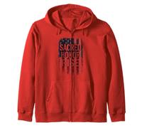Sacred Honor Rise Distressed American Flag USA Patriotic Zip Hoodie