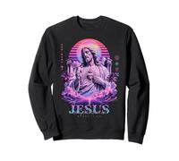 Sacred Jesus Christ Heart Retro Vaporwave Devotional Faith Sweatshirt