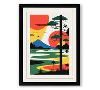 Sacred Landscape with Tiger Mid-Century Framed Wall Art Print A3 (42×29.7cm) Black, Wall Decor for Living Room, Bedroom, Office & Home, Ready to Hang, Art Gift