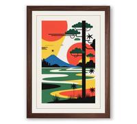 Sacred Landscape with Tiger Mid-Century Framed Wall Art Print A3 (42×29.7cm) Walnut, Wall Decor for Living Room, Bedroom, Office & Home, Ready to Hang, Art Gift
