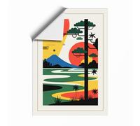 Sacred Landscape with Tiger Mid-Century Unframed Wall Art Print A3 (42×29.7cm), Wall Decor for Living Room, Bedroom, Office & Home, Art Gift
