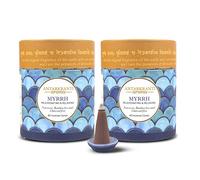 Sacred Life Dry Dhoop Myrrh Cones | Pack of 2 | Contains- 80 Incense Cones | Burning Time 35 Minutes | Low Smoke Dhoop for Pooja | 100% Organic & Charcoal Free | Aromatherapy | Meditation | Yoga