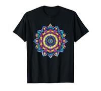 Sacred Lotus Colorful Mandala Floral Geometry Pattern T-Shirt