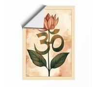 Sacred Lotus Om Botanical Unframed Wall Art Print A4 (29.7×21cm), Wall Decor for Living Room, Bedroom, Office & Home, Art Gift