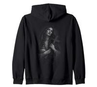 Sacred Mary Holding Cross Christian Prayer Zip Hoodie