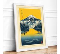 Sacred Mountain at Dawn Japandi Framed Wall Art Print A4 (29.7×21cm) White, Wall Decor for Living Room, Bedroom, Office & Home, Ready to Hang, Art Gift