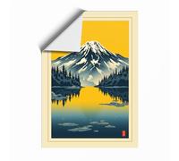 Sacred Mountain at Dawn Japandi Unframed Wall Art Print A4 (29.7×21cm), Wall Decor for Living Room, Bedroom, Office & Home, Art Gift