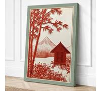 Sacred Mountain in Crimson Canvas Wall Art Print 18x12 Inch