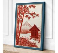 Sacred Mountain in Crimson Canvas Wall Art Print 24x16 Inch