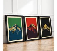 Sacred Mountain Triptych Minimalist Set of 3 Framed Wall Art Prints A3