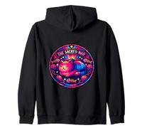Sacred Nap Cat Stained Feline Sleeping Mosaic Zip Hoodie