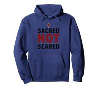 Sacred Not Scared Christian Faith Cross Graphic Pullover Hoodie