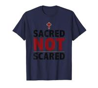 Sacred Not Scared Christian Faith Cross Graphic T-Shirt