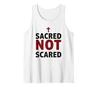 Sacred Not Scared Christian Faith Cross Graphic Tank Top