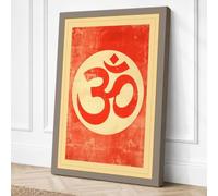 Sacred Om in Red Religious Canvas Wall Art Print 30x20 Inch | Ready to Hang, Gallery Wrapped, Fade-Resistant Inks, Securely Packaged, UK Made