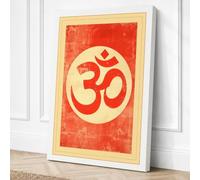 Sacred Om in Red Religious Canvas Wall Art Print 30x20 Inch | Ready to Hang, Gallery Wrapped, Fade-Resistant Inks, Securely Packaged, UK Made