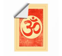 Sacred Om in Red Religious Unframed Wall Art Print A4 (29.7×21cm), Wall Decor for Living Room, Bedroom, Office & Home, Art Gift