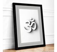 Sacred Om in Relief Minimalist Framed Wall Art Print A3 (42×29.7cm) Black, Wall Decor for Living Room, Bedroom, Office & Home, Ready to Hang, Art Gift