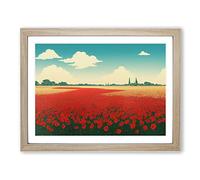 Sacred Poppy Field Flowers H1022 Framed Print for Living Room Bedroom Home Office Décor, Wall Art Picture Ready to Hang, Oak A4 Frame (34 x 25 cm)