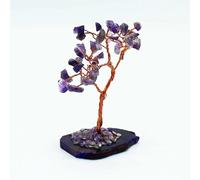 Sacred Remedy Amethyst Crystal Tree: 35 Stones on Copper & Natural Agate Base: Polished Crystals for Healing, Meditation, Purple Home Decor. Reiki Stones, Chakra Balancing, Spiritual Gifts