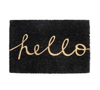 Sacred Remedy Elegant Hello Black Coir Doormat | 60x40cm Non-Slip Entrance Mat. Stylish & Modern Welcome for Indoor/Outdoor, Front Door/Entrances. Durable & Eco-Friendly Housewarming Gift.