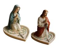 Sacred Resins Holy Mother Father Statue Rosary Storage Box Praying Jewelry Beads Holder Tray For Religious Keepsakes Resins Religious Jewelry Storage Tray